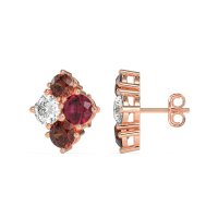 Multi-Size Four Stone Stud Earrings