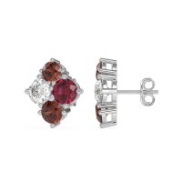 Multi-Size Four Stone Stud Earrings