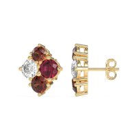 Multi-Size Four Stone Stud Earrings