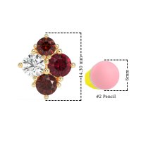 Multi-Size Four Stone Stud Earrings