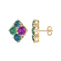 Multi-Size Four Stone Stud Earrings