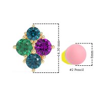 Multi-Size Four Stone Stud Earrings
