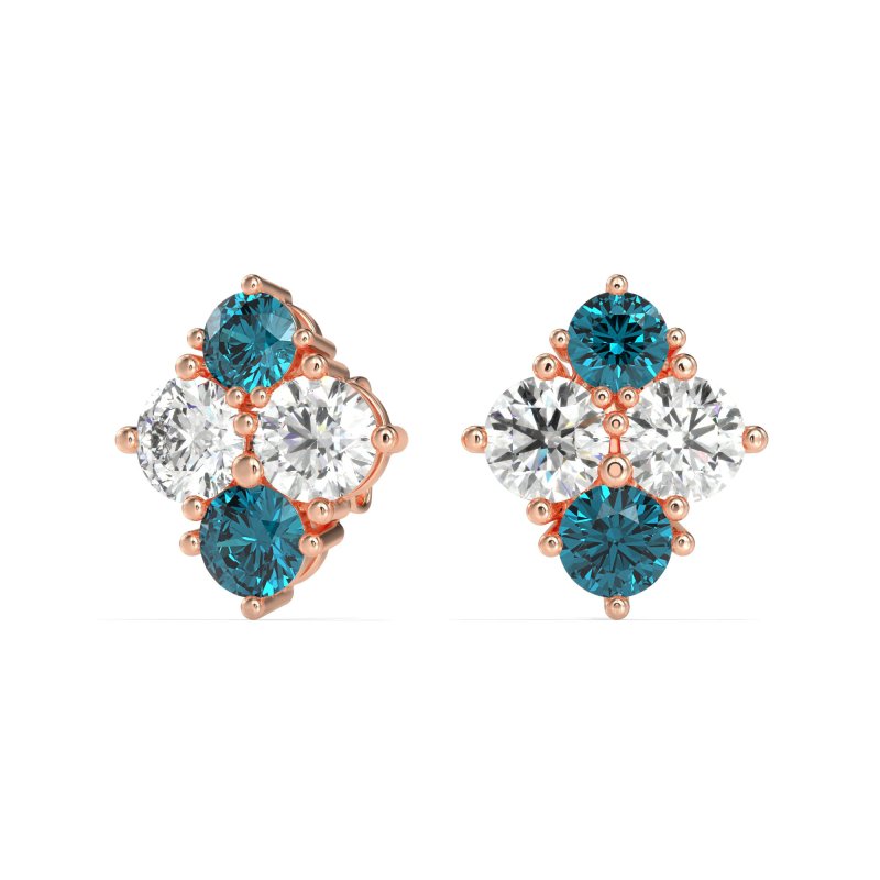 Multi-Size Four Stone Stud Earrings