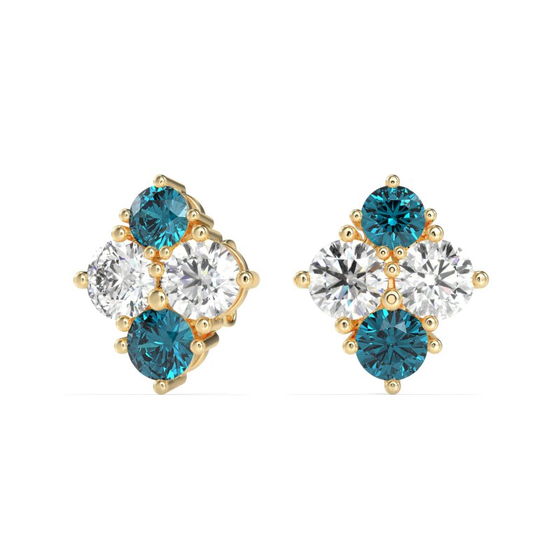 Multi-Size Four Stone Stud Earrings