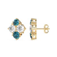 Multi-Size Four Stone Stud Earrings