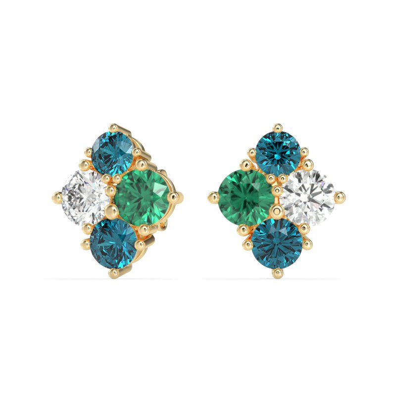 Multi-Size Four Stone Stud Earrings