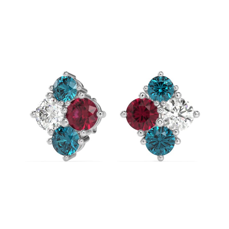 Multi-Size Four Stone Stud Earrings