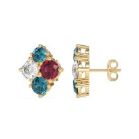 Multi-Size Four Stone Stud Earrings