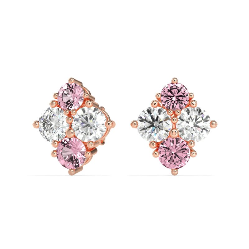 Multi-Size Four Stone Stud Earrings