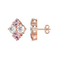 Multi-Size Four Stone Stud Earrings