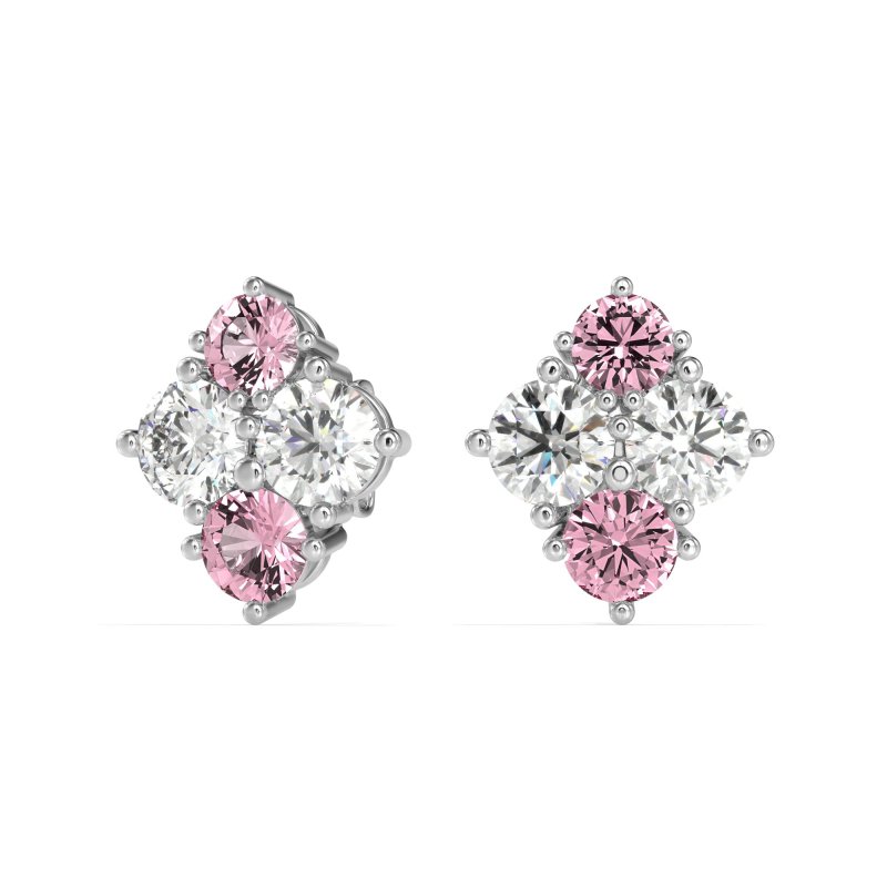 Multi-Size Four Stone Stud Earrings