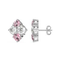 Multi-Size Four Stone Stud Earrings