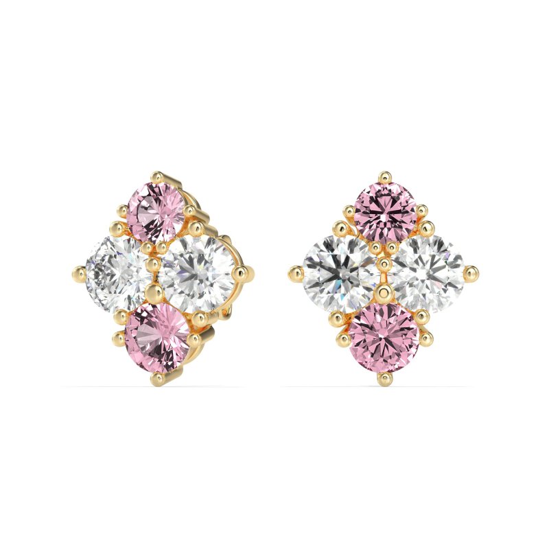 Multi-Size Four Stone Stud Earrings