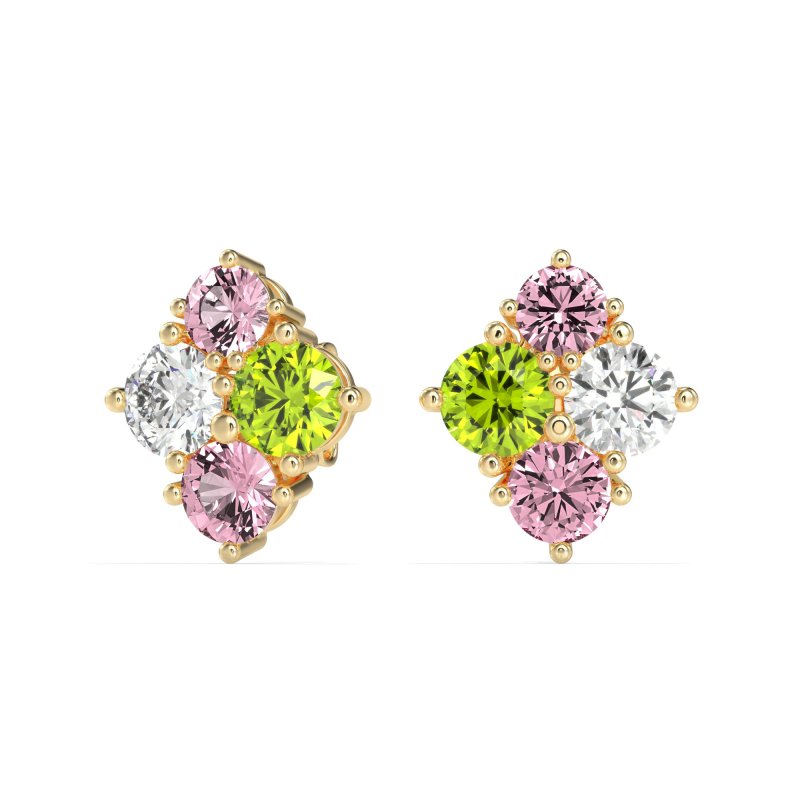 Multi-Size Four Stone Stud Earrings