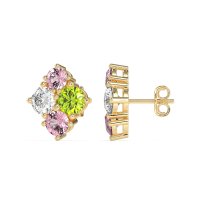 Multi-Size Four Stone Stud Earrings