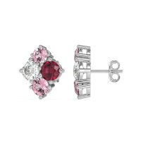 Multi-Size Four Stone Stud Earrings