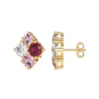 Multi-Size Four Stone Stud Earrings