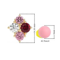 Multi-Size Four Stone Stud Earrings