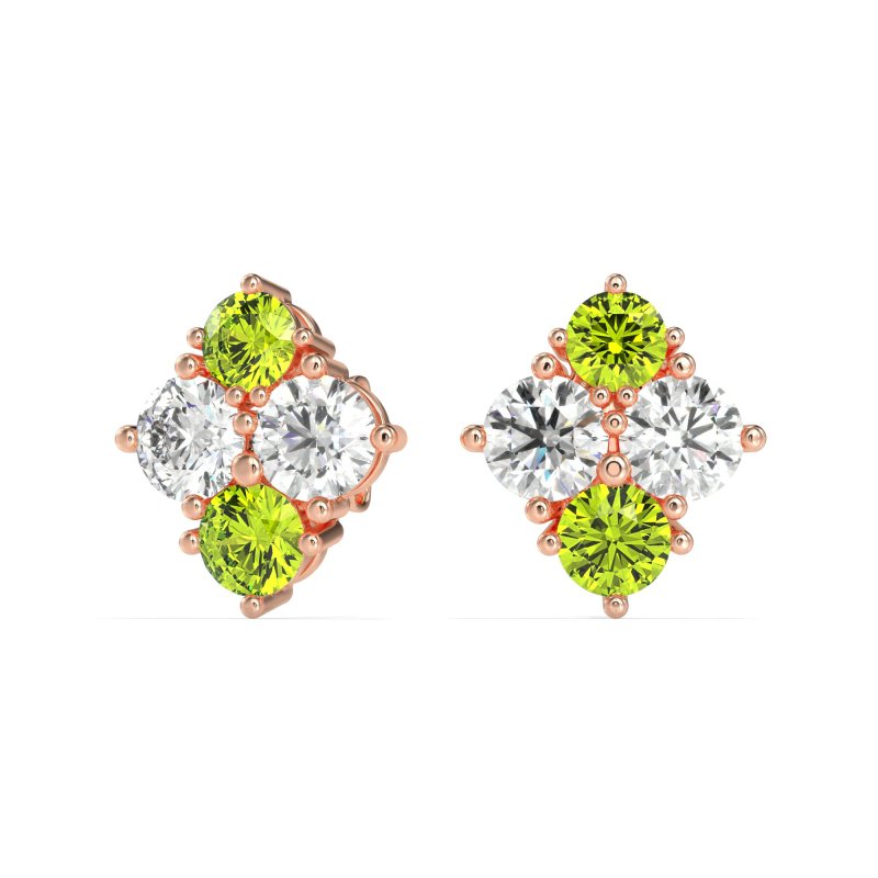 Multi-Size Four Stone Stud Earrings