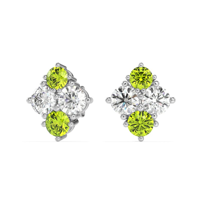 Multi-Size Four Stone Stud Earrings