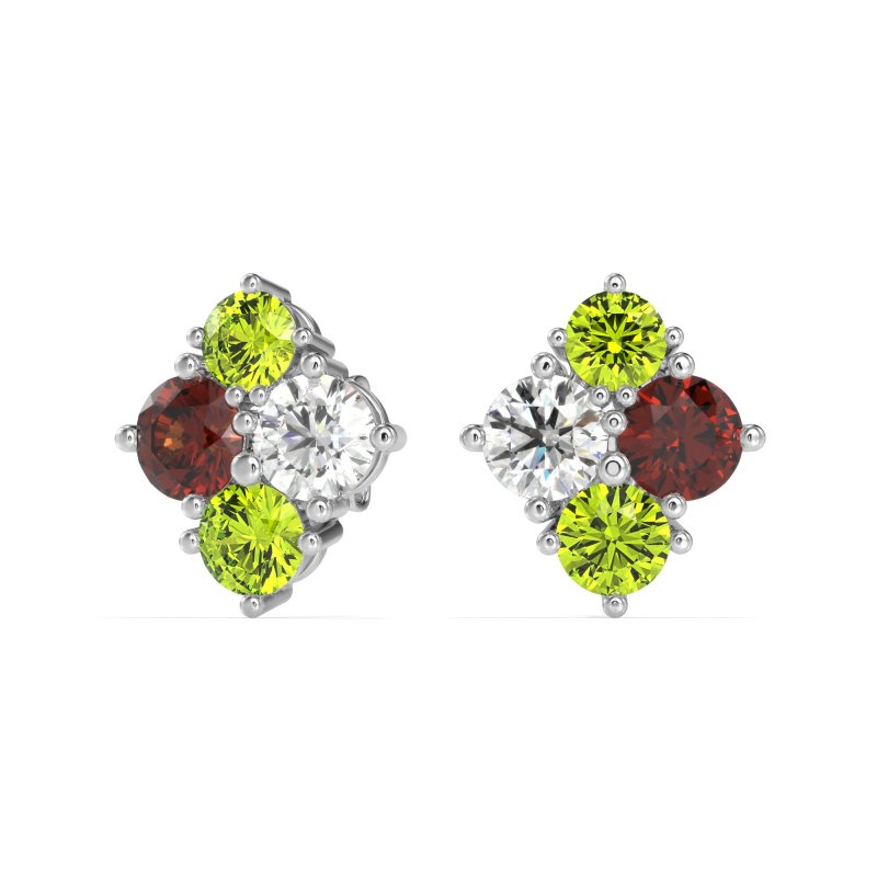 Multi-Size Four Stone Stud Earrings