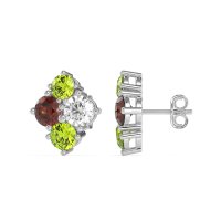 Multi-Size Four Stone Stud Earrings