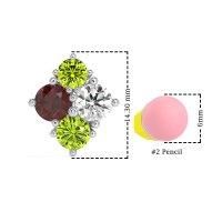 Multi-Size Four Stone Stud Earrings