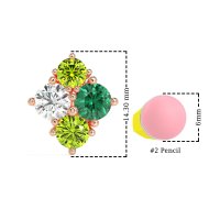 Multi-Size Four Stone Stud Earrings