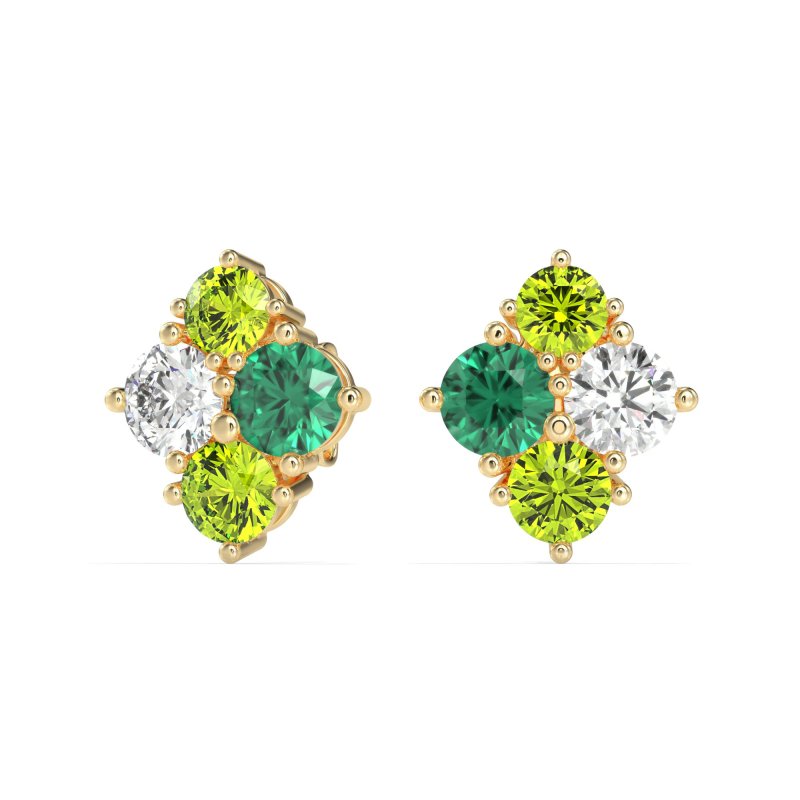 Multi-Size Four Stone Stud Earrings