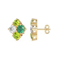 Multi-Size Four Stone Stud Earrings
