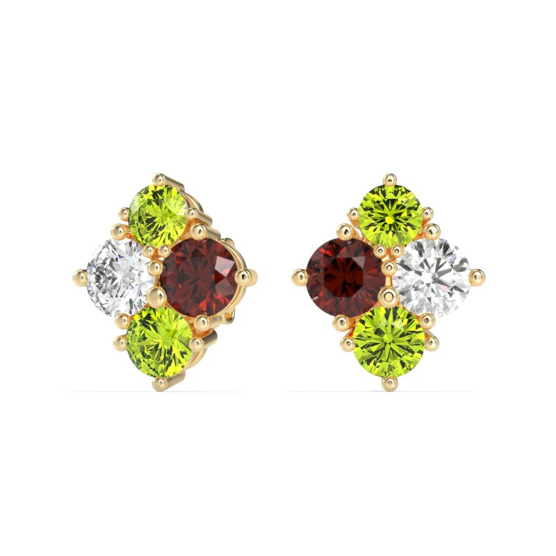Multi-Size Four Stone Stud Earrings