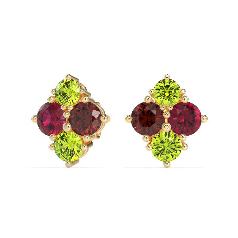 Multi-Size Four Stone Stud Earrings