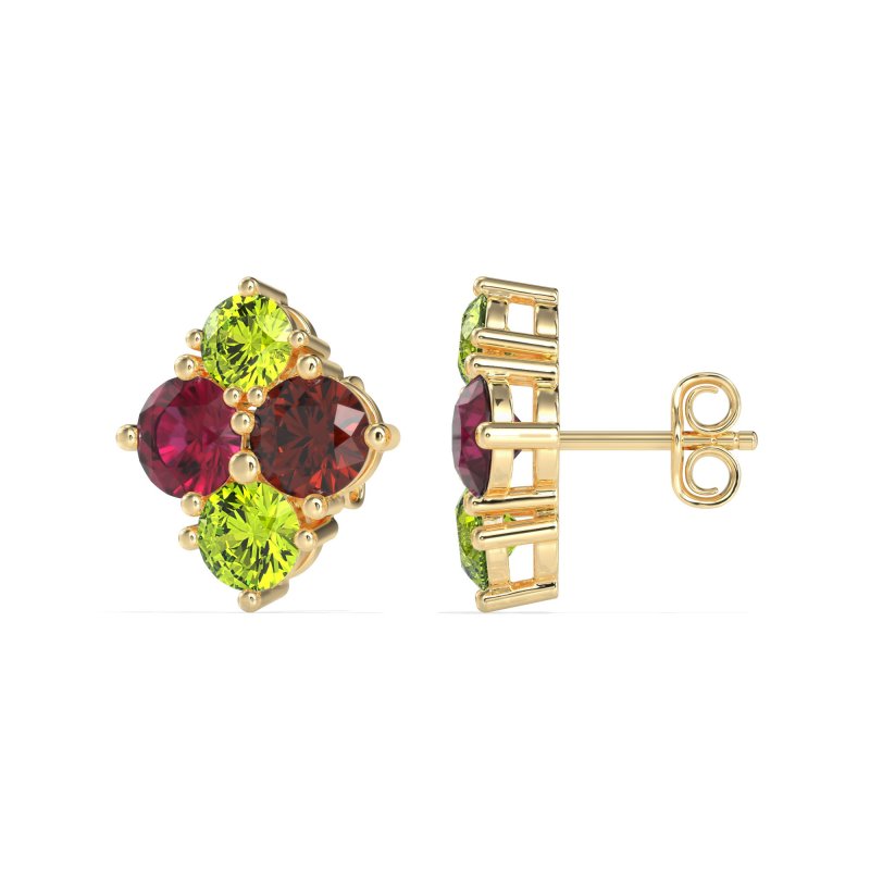 Multi-Size Four Stone Stud Earrings