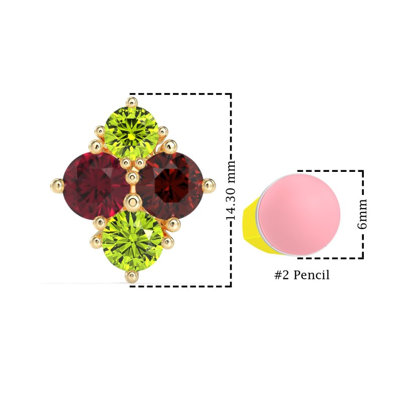 Multi-Size Four Stone Stud Earrings