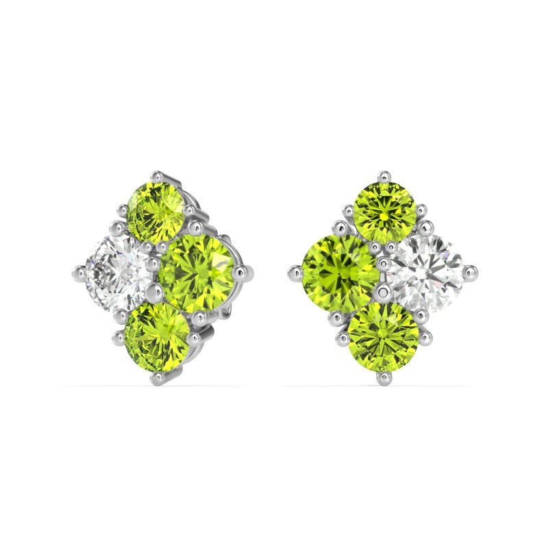 Multi-Size Four Stone Stud Earrings