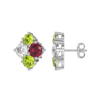 Multi-Size Four Stone Stud Earrings