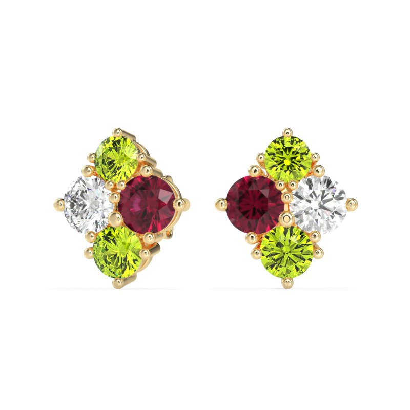 Multi-Size Four Stone Stud Earrings