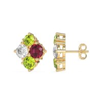 Multi-Size Four Stone Stud Earrings