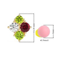 Multi-Size Four Stone Stud Earrings
