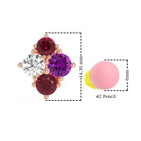 Multi-Size Four Stone Stud Earrings