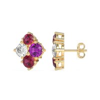 Multi-Size Four Stone Stud Earrings
