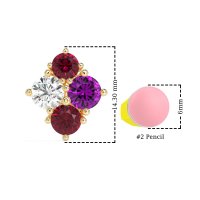 Multi-Size Four Stone Stud Earrings