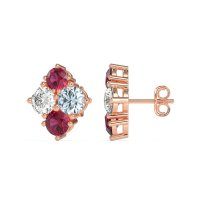 Multi-Size Four Stone Stud Earrings