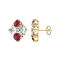 Multi-Size Four Stone Stud Earrings