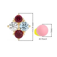 Multi-Size Four Stone Stud Earrings