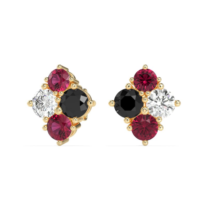 Multi-Size Four Stone Stud Earrings