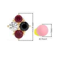 Multi-Size Four Stone Stud Earrings