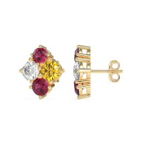 Multi-Size Four Stone Stud Earrings