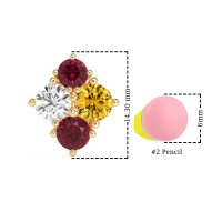 Multi-Size Four Stone Stud Earrings