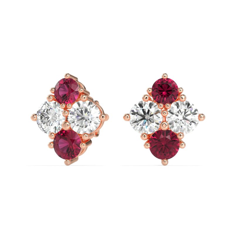 Multi-Size Four Stone Stud Earrings